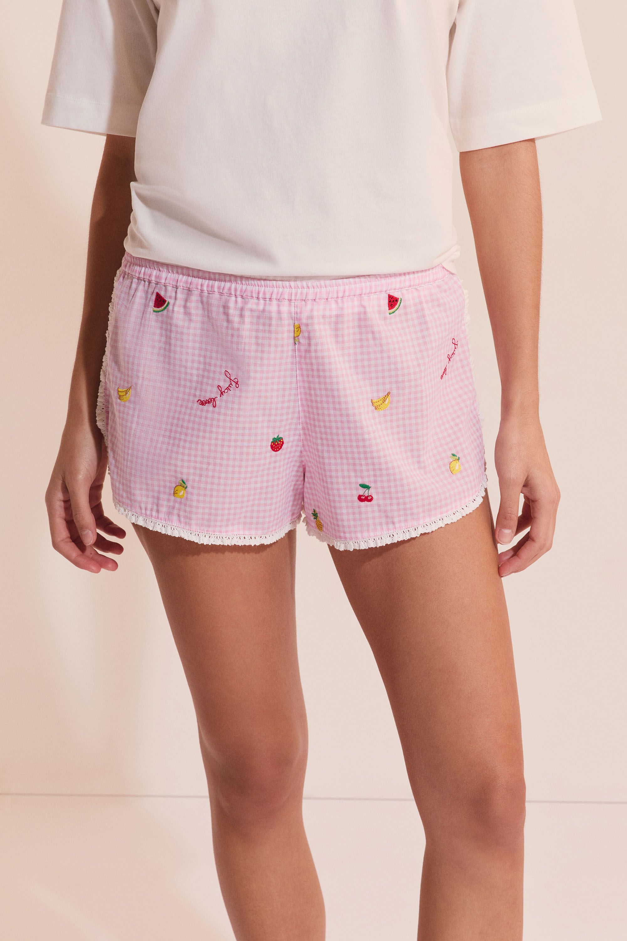 BRISA Cotton Pajama Shorts With Fruit Patterns 6558732 | Women's Night